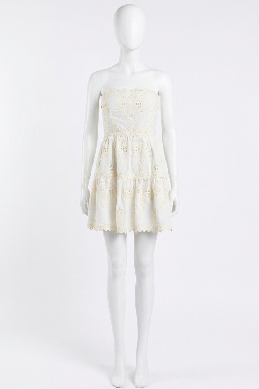 NEW MABLE talia embroidered mini dress in off white